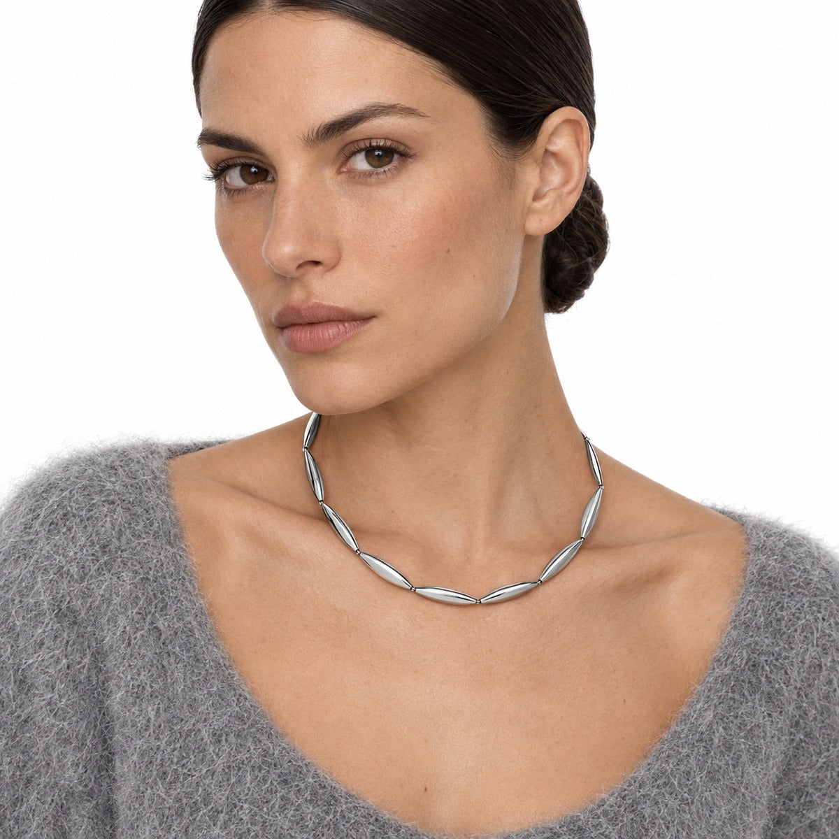 Aria Geometric Collar Necklace on model