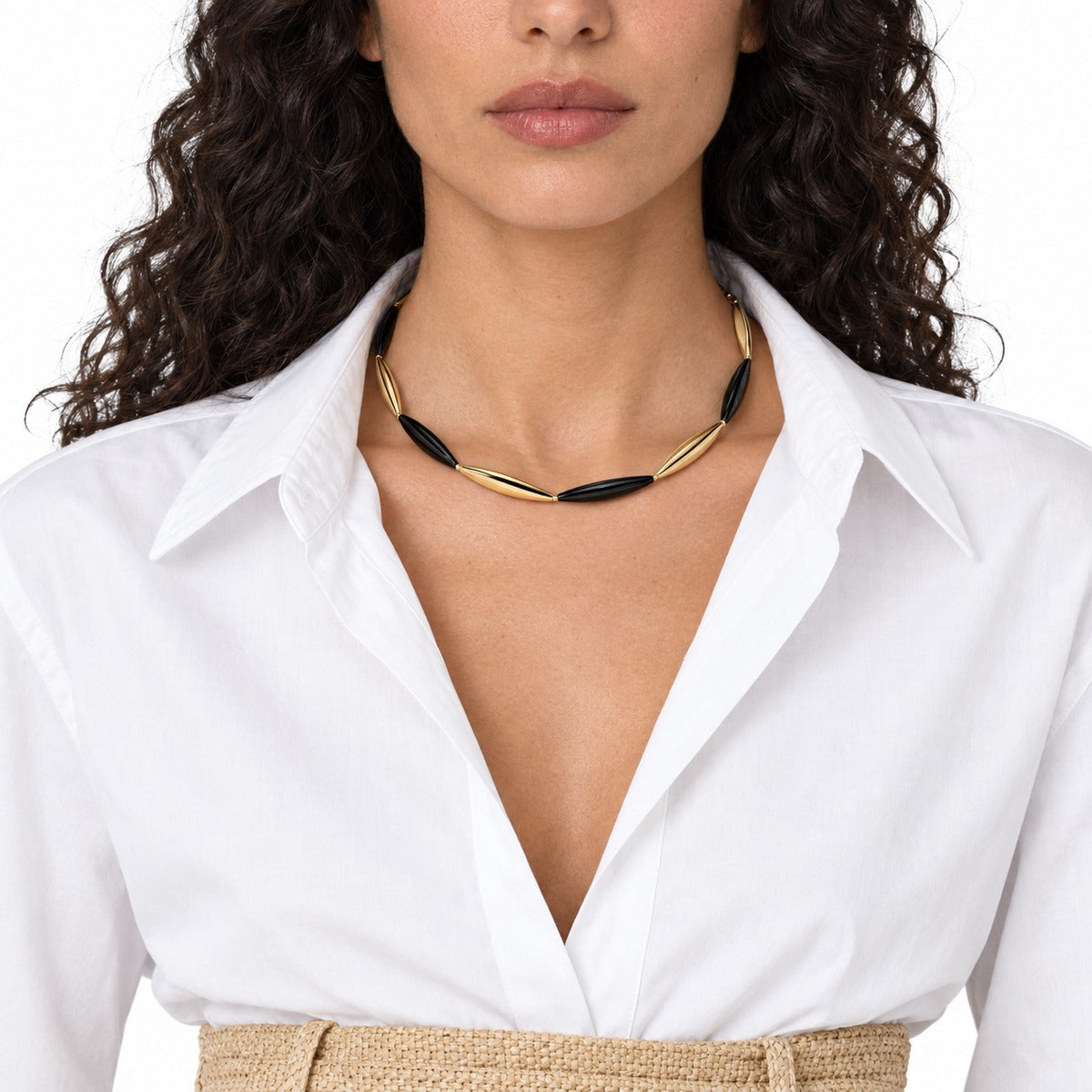 Aria Geometric Collar Necklace on model