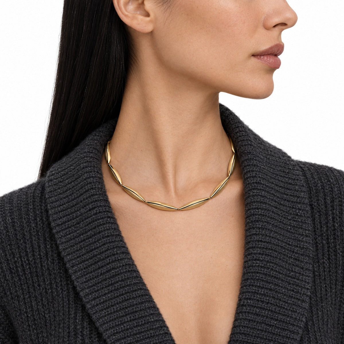 Aria Geometric Collar Necklace on model