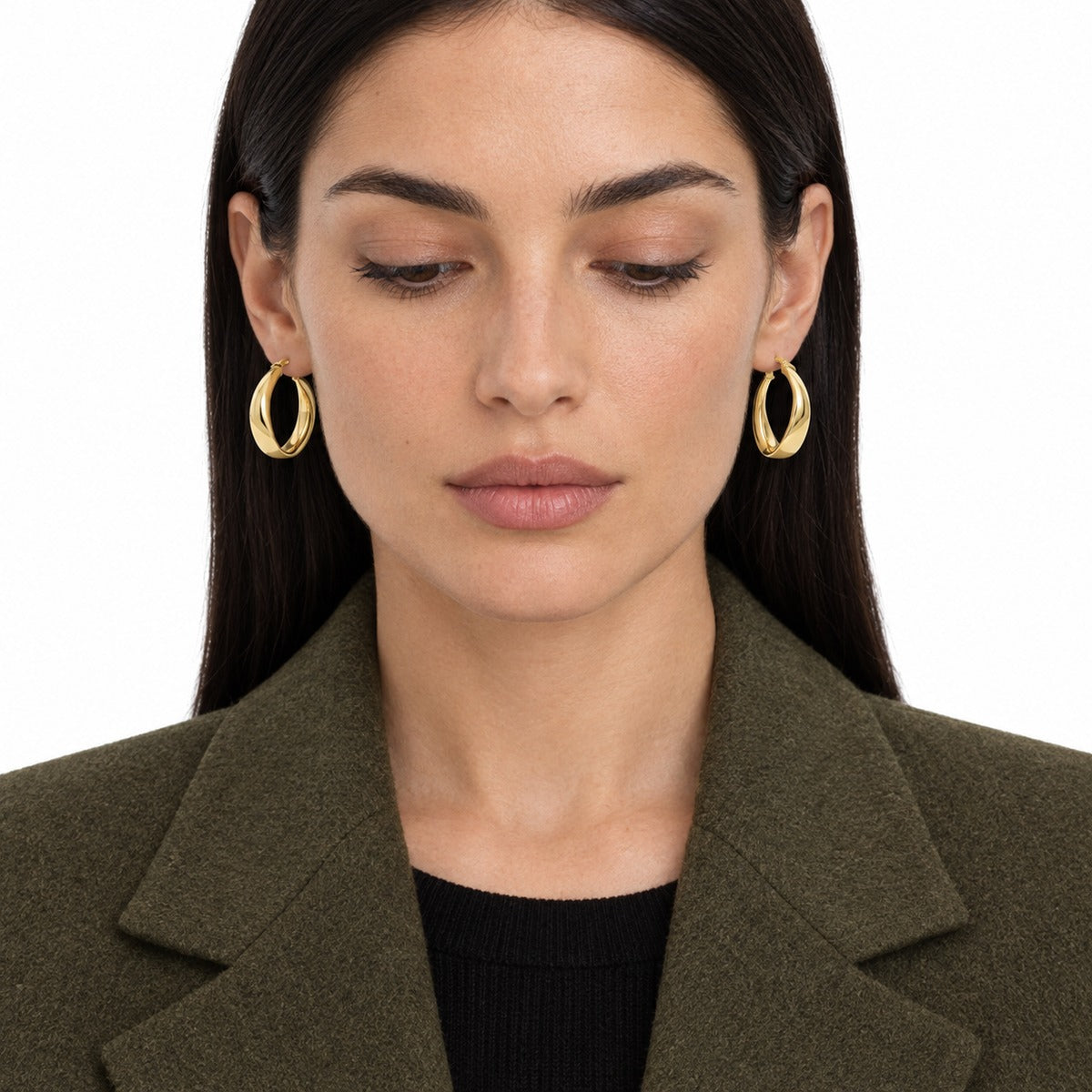 Aria Hoop Earrings on model