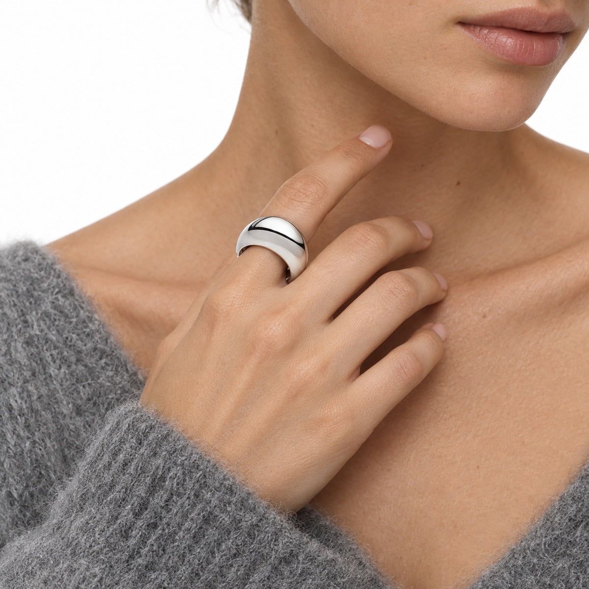 Aria Maxi Dome Ring on model