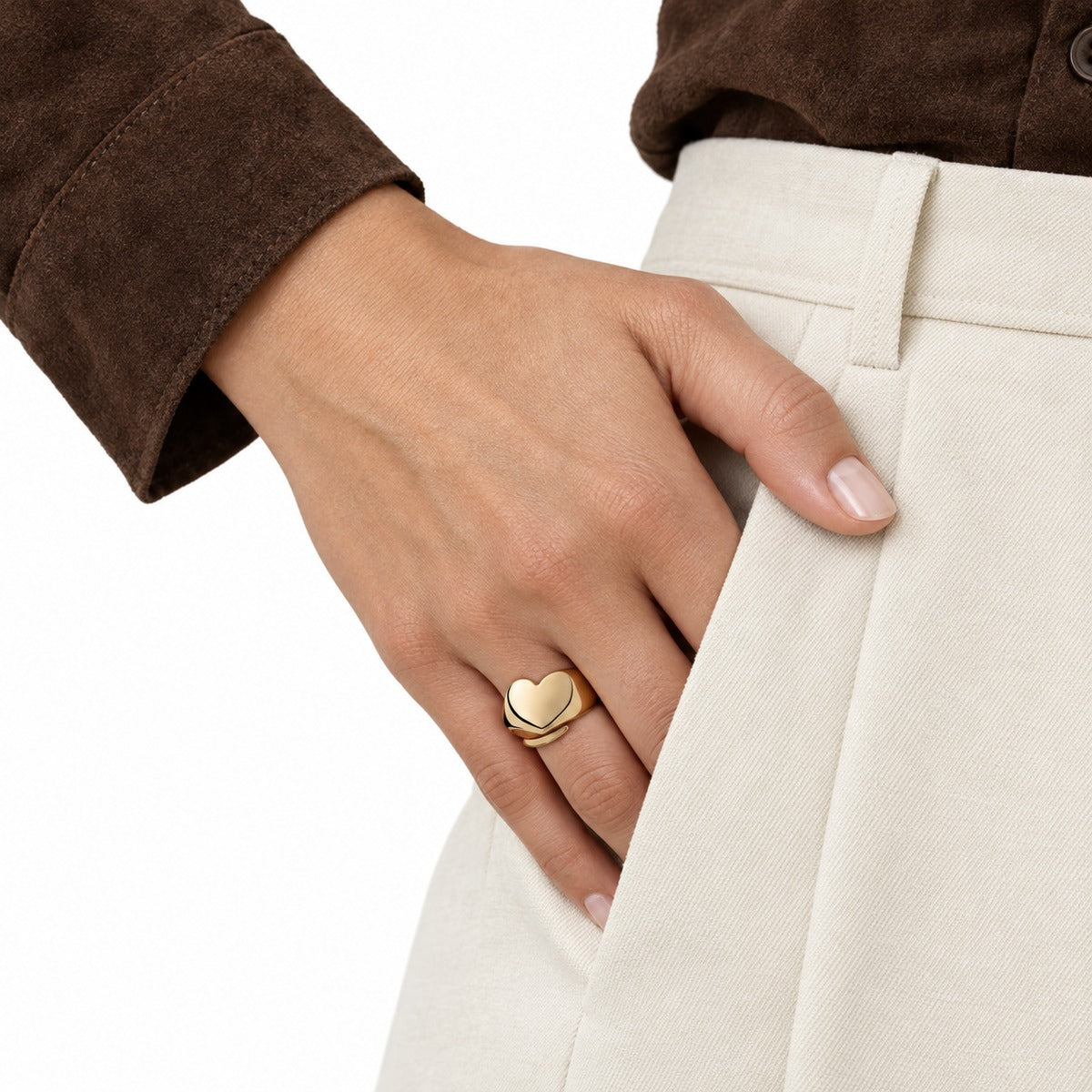 Bold Heart Chevalier Ring on model