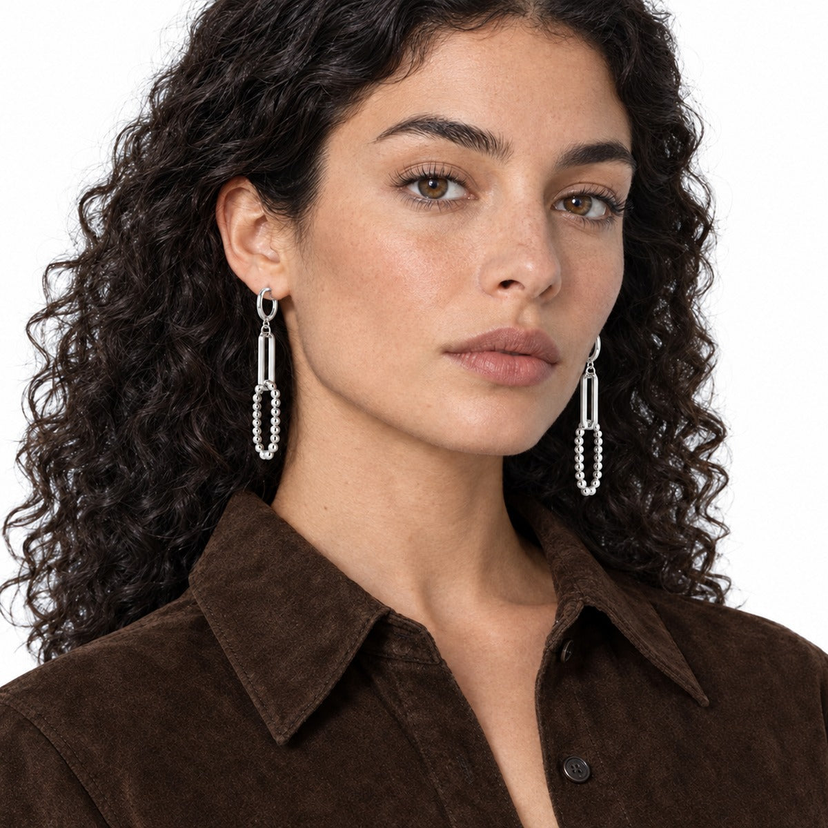 Bolle Bead & Paper Clip Drop Earrings on model