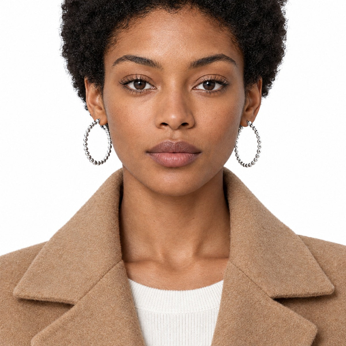 Bolle Beaded Statement Hoops on model
