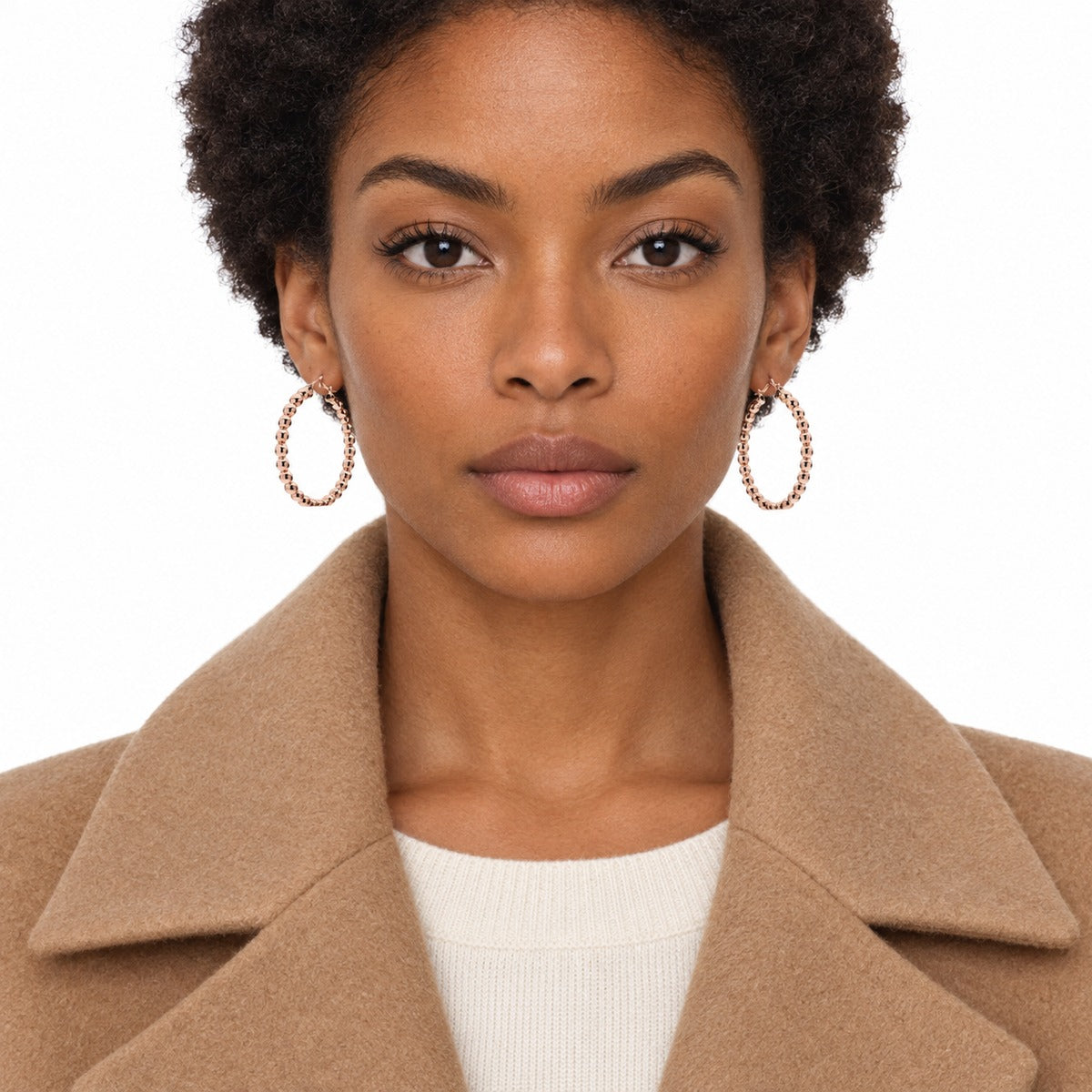 Bolle Beaded Statement Hoops on model