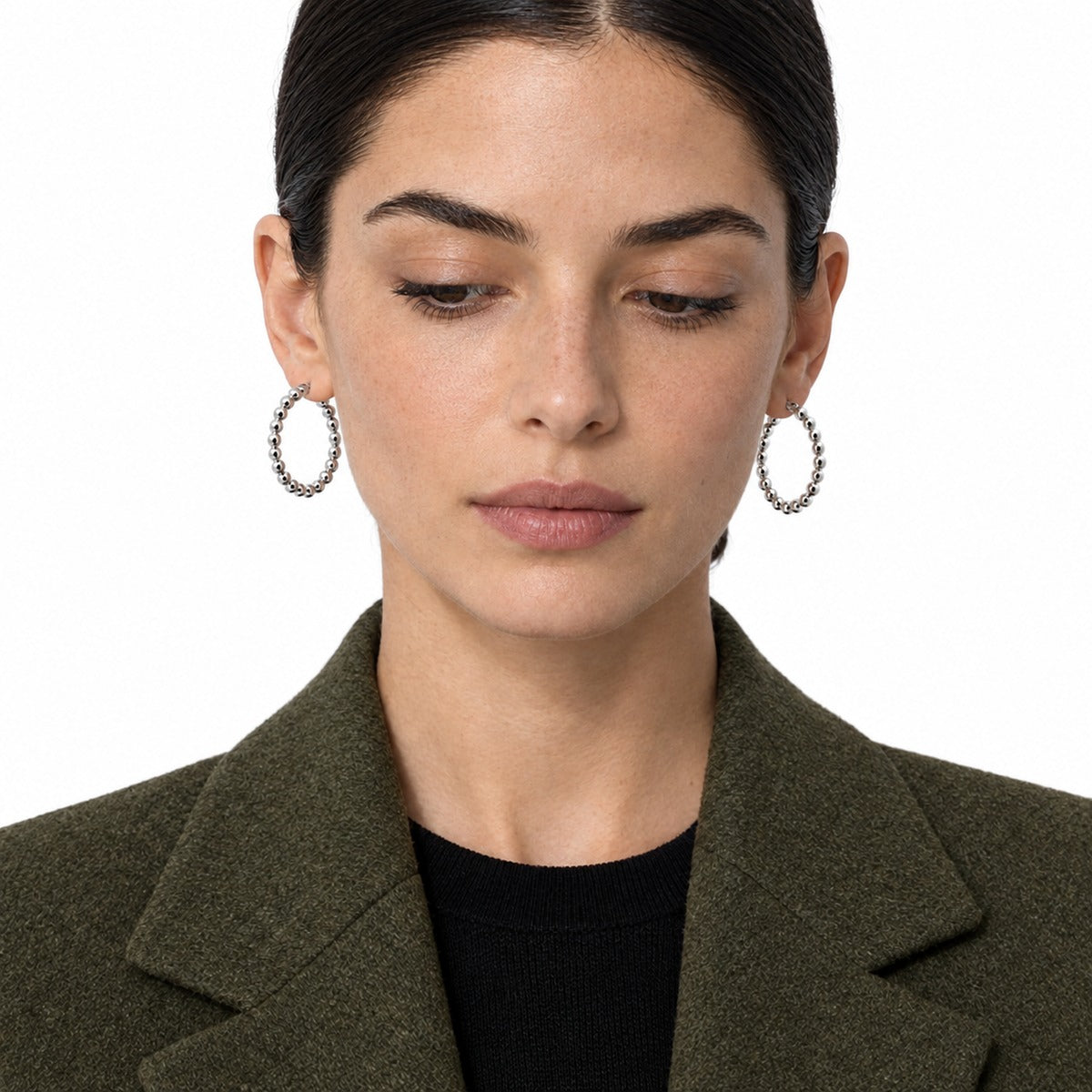 Bolle Beaded Hoops on model