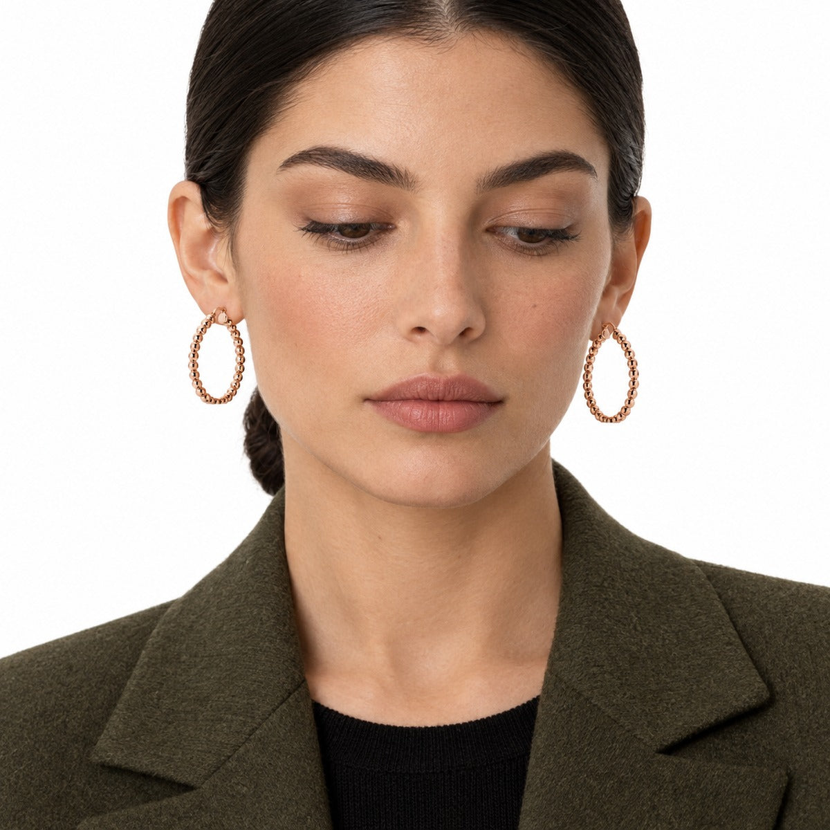 Bolle Beaded Hoops on model