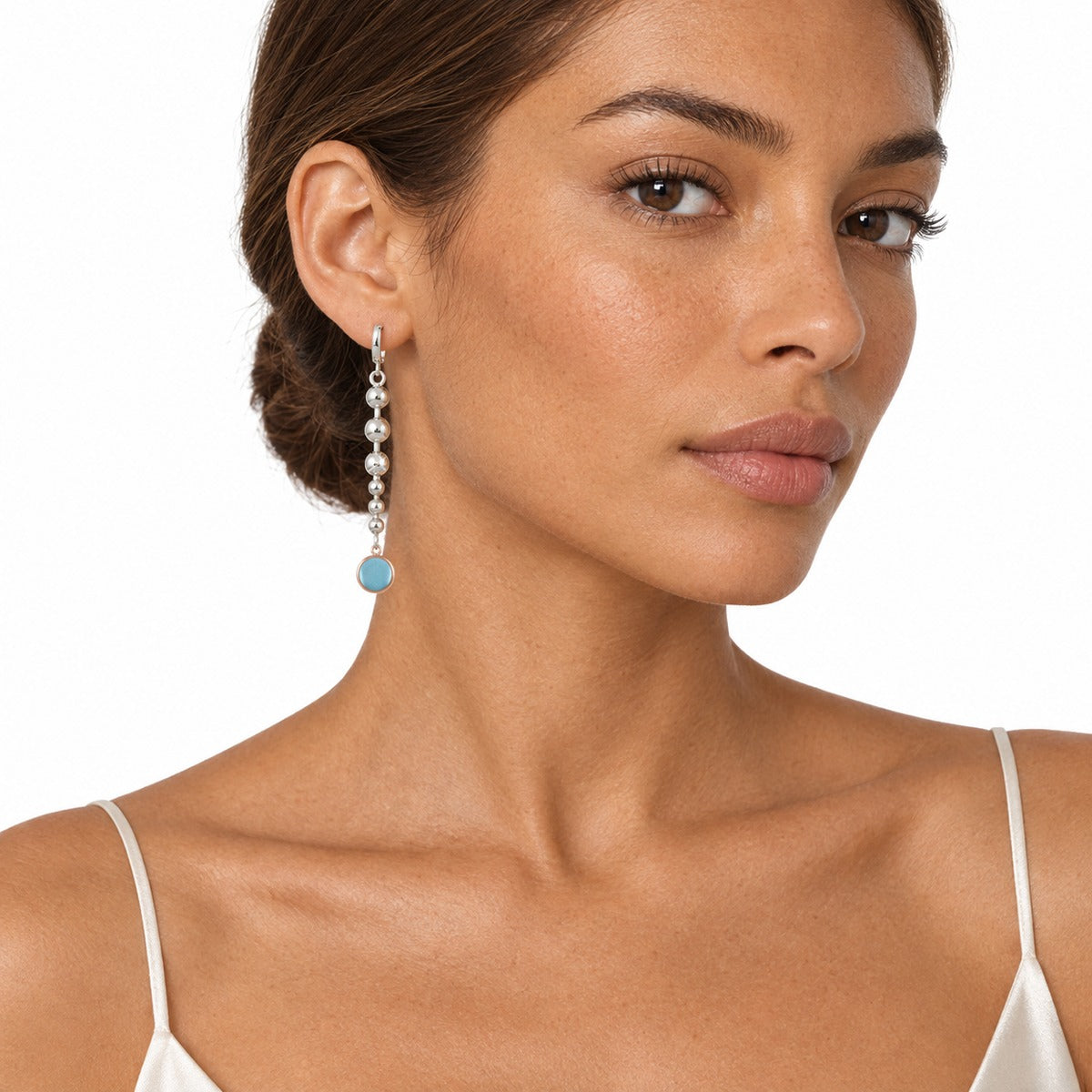 Bollicine Aqua Drop Earrings – Default on model 2