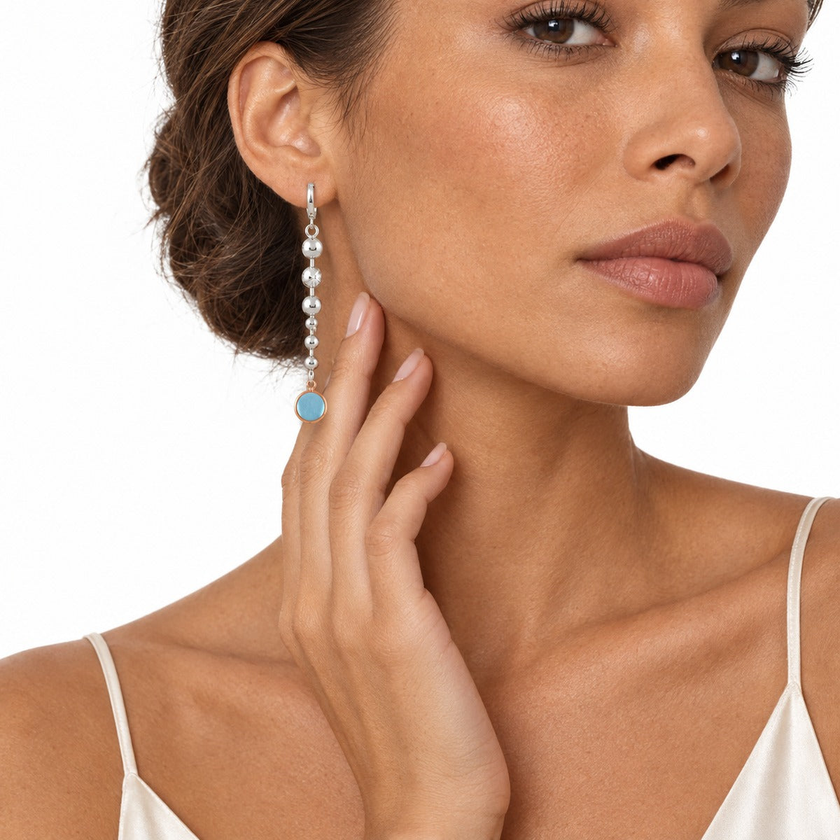Bollicine Aqua Drop Earrings – Default on model 3