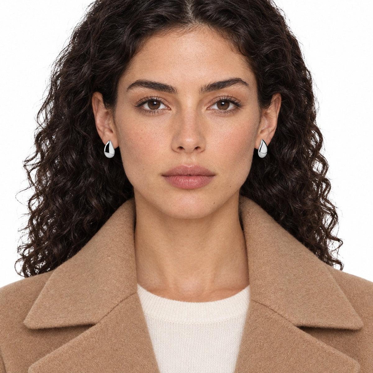 Boule Teardrop Stud Earrings on model
