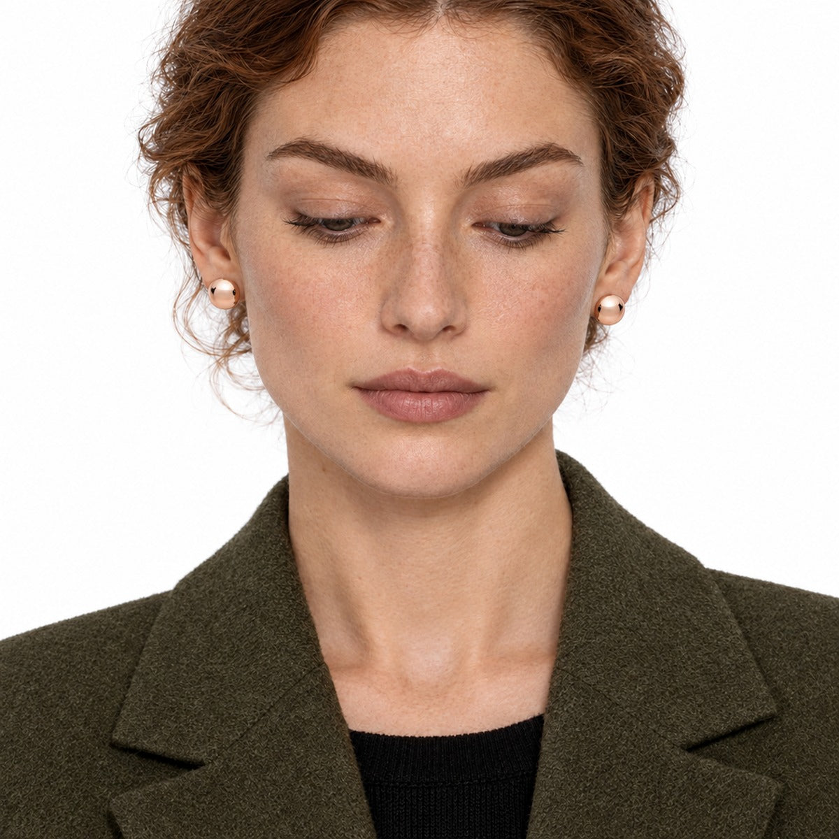 Classica Button Earrings on model