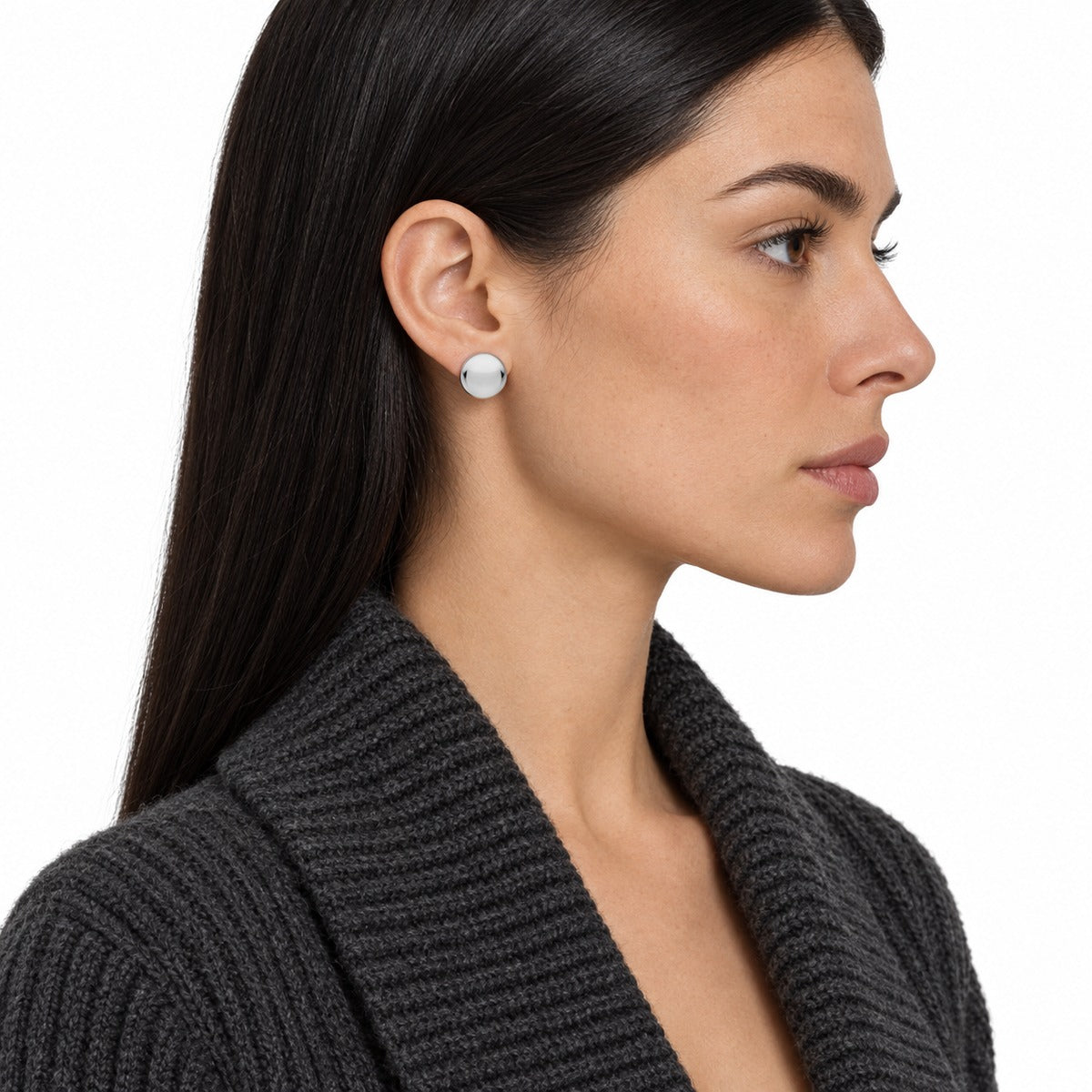 Classica Button Earrings on model