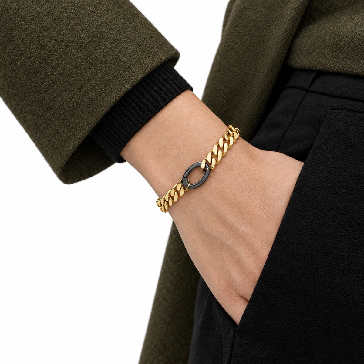 Classica Gourmette Bracelet with Gunmetal Clasp on model