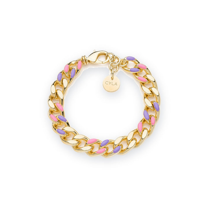 Classica Gourmette Bracelet with Pink Enamel