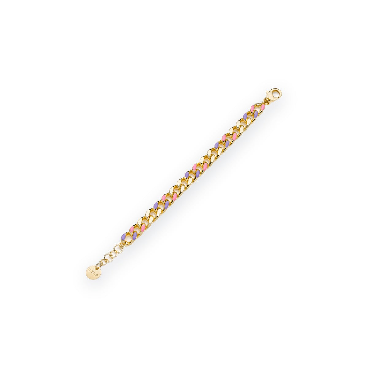 Classica Gourmette Bracelet with Pink Enamel