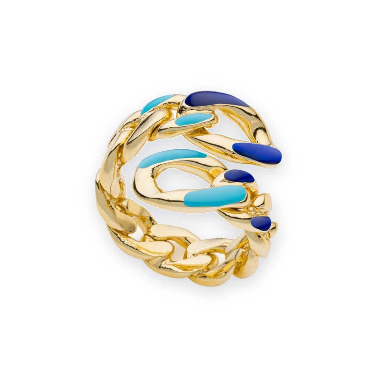 Classica Gourmette Contrarié Ring with Blue Enamel
