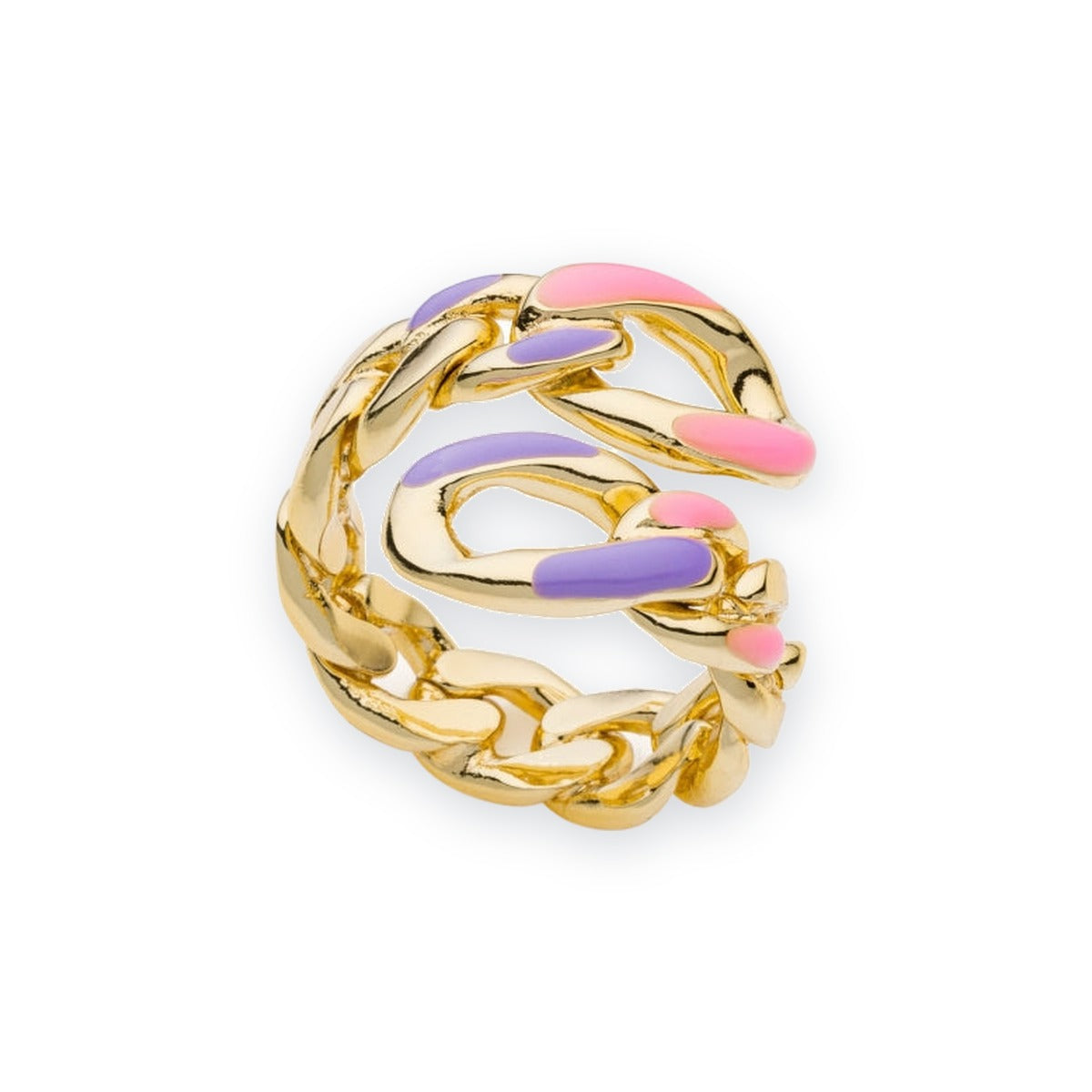 Classica Gourmette Contrarié Ring with Pink Enamel