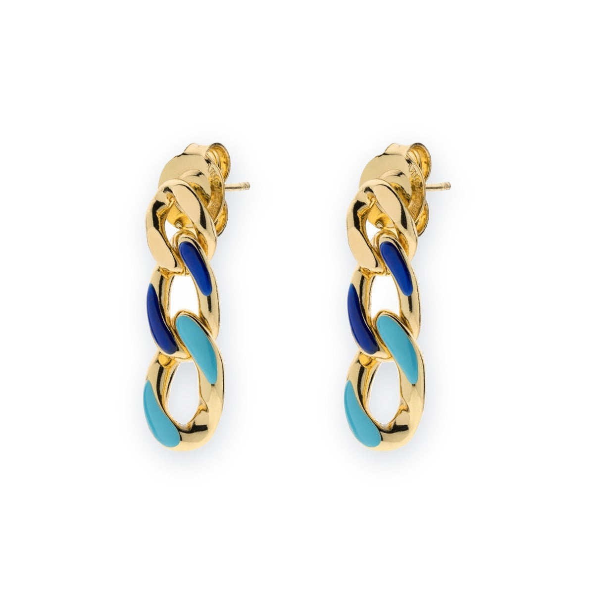 Classica Gourmette Earrings with Blue Enamel