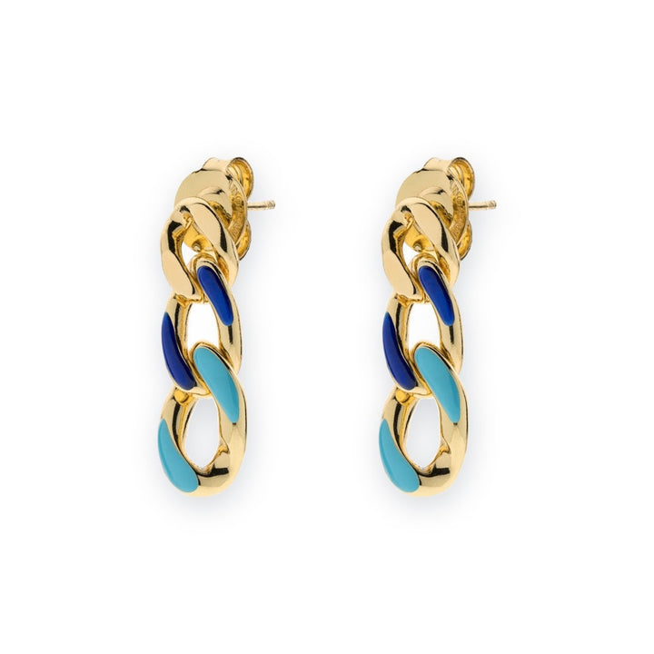 Classica Gourmette Earrings with Blue Enamel