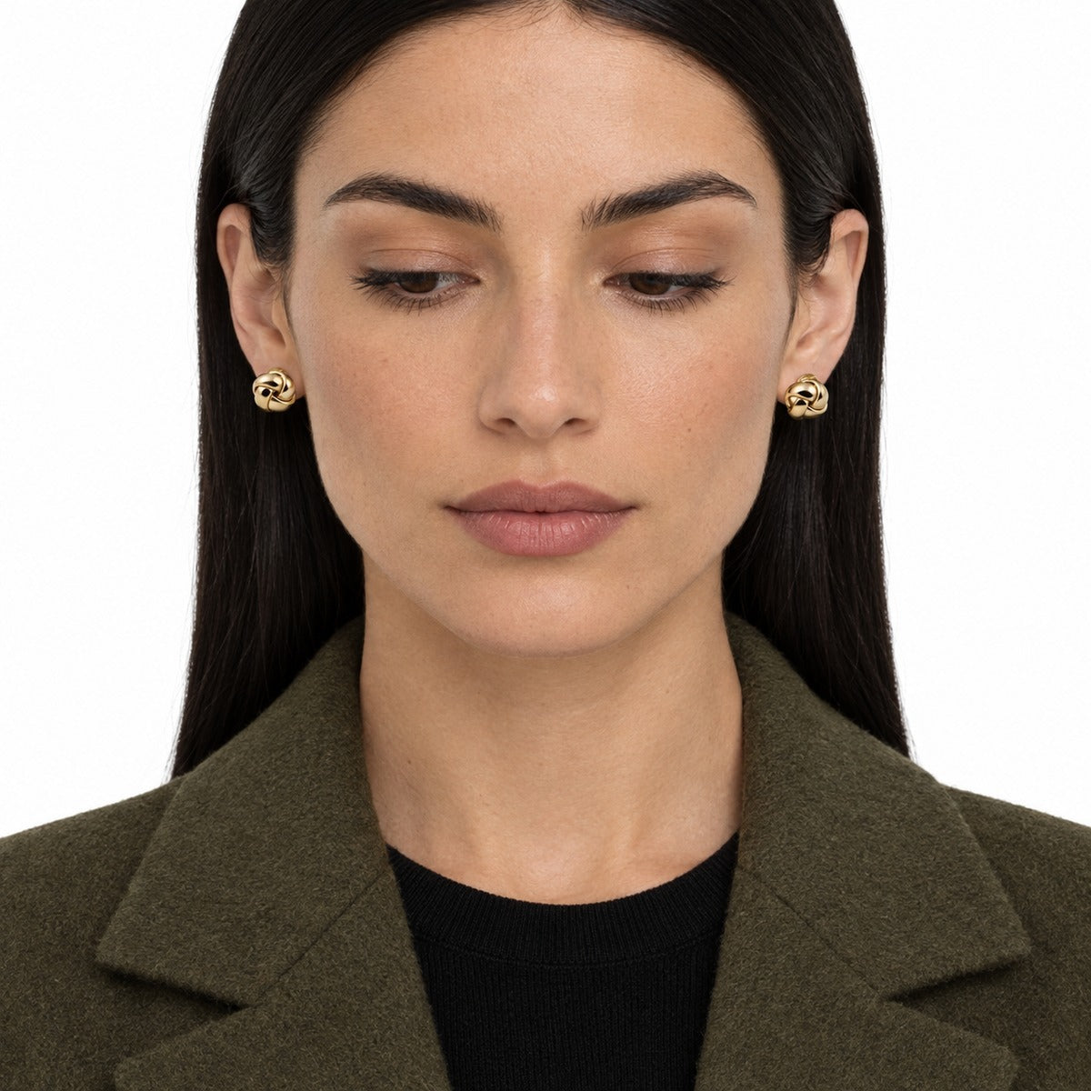 Classica Knot Stud Earrings on model