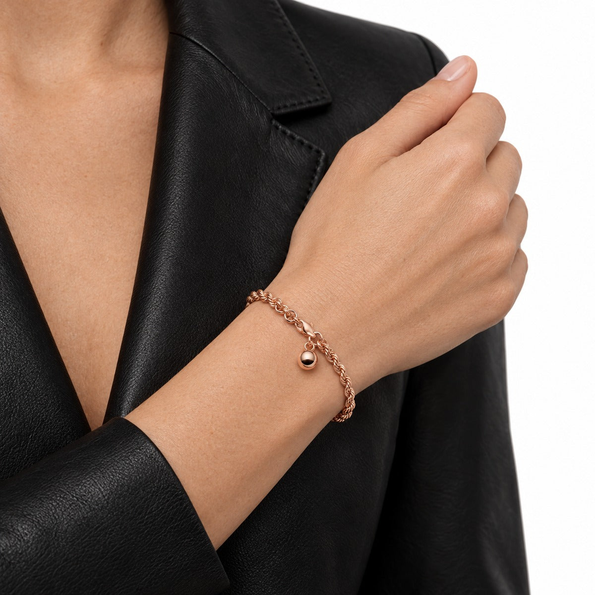 Classica Rope Chain Bracelet with Ball Charm on model
