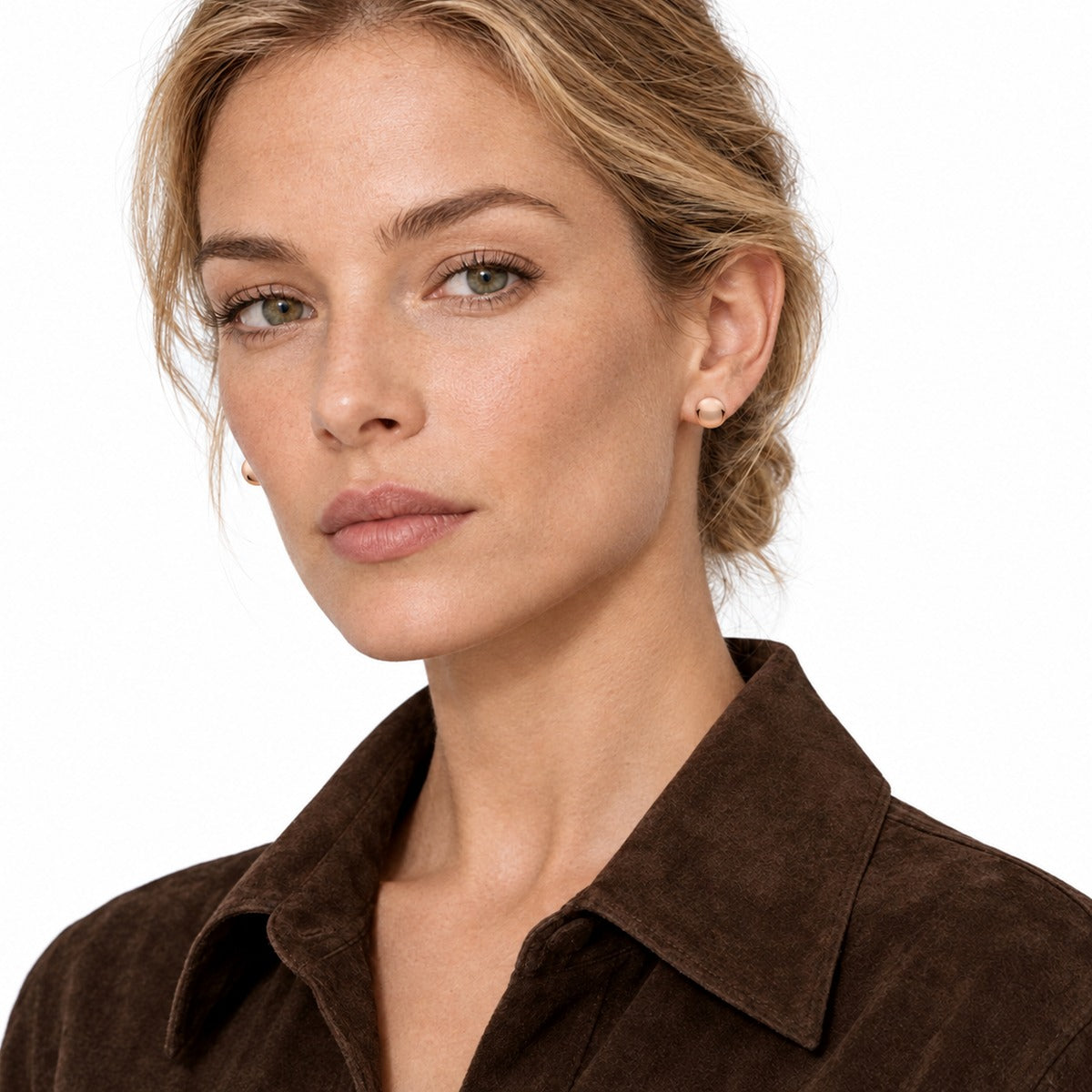 Classica Small Button Earrings on model