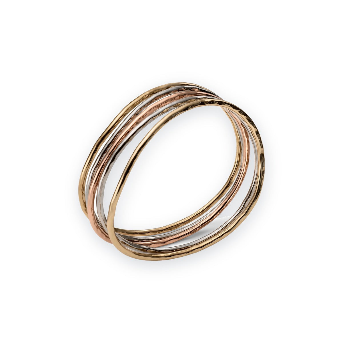 Classica Tri-Color Hammered Bangle Set