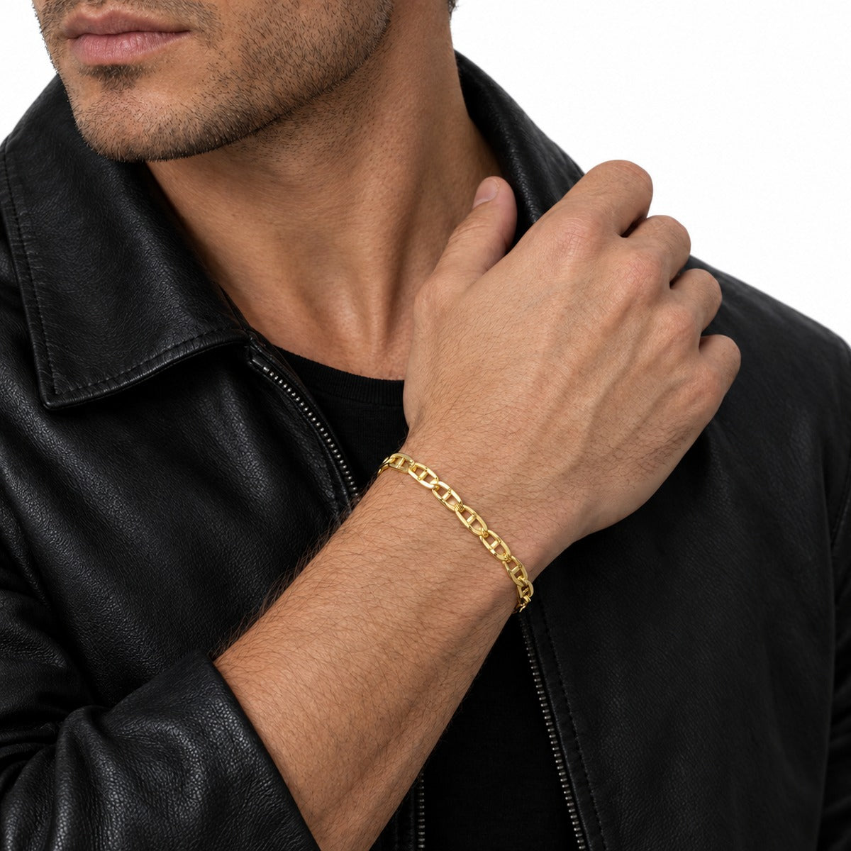 Men's Anchor Chain Bracelet on model