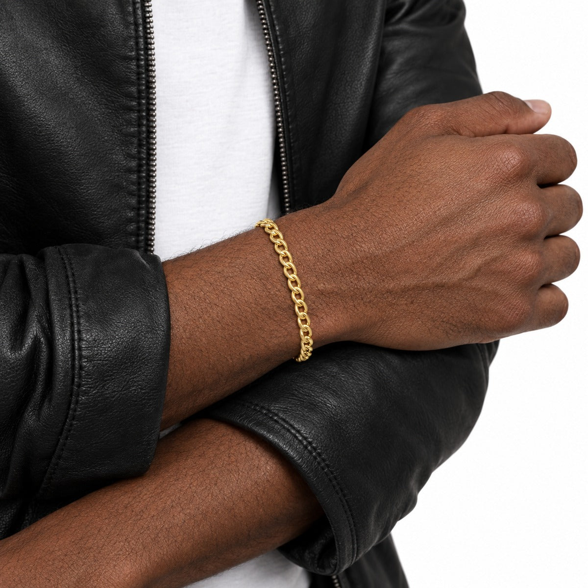 Men's Bird's Eye Chain Bracelet – Yellow Gold on model 2