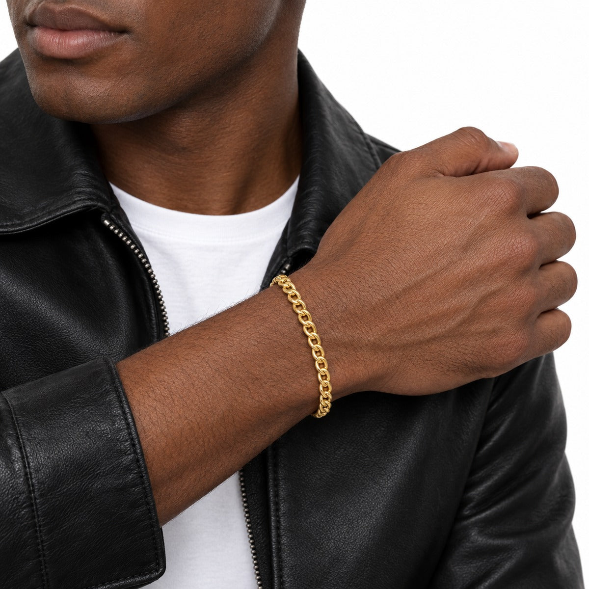 Men's Bird's Eye Chain Bracelet – Yellow Gold on model 3