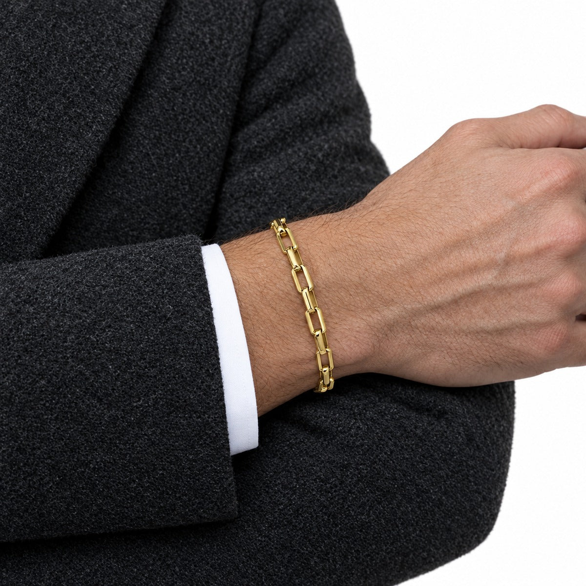 Men's Cable Chain Bracelet on model