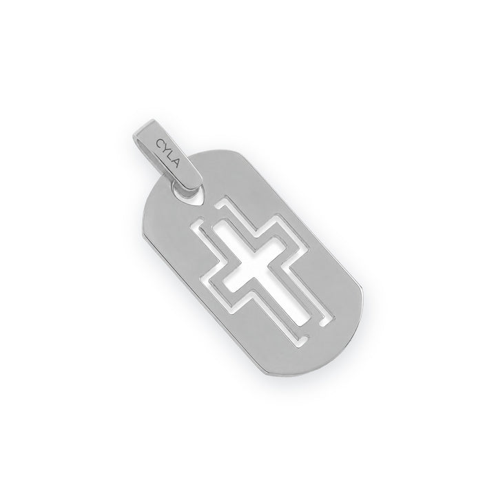 Men's Cross Cut-Out Dog Tag Pendant