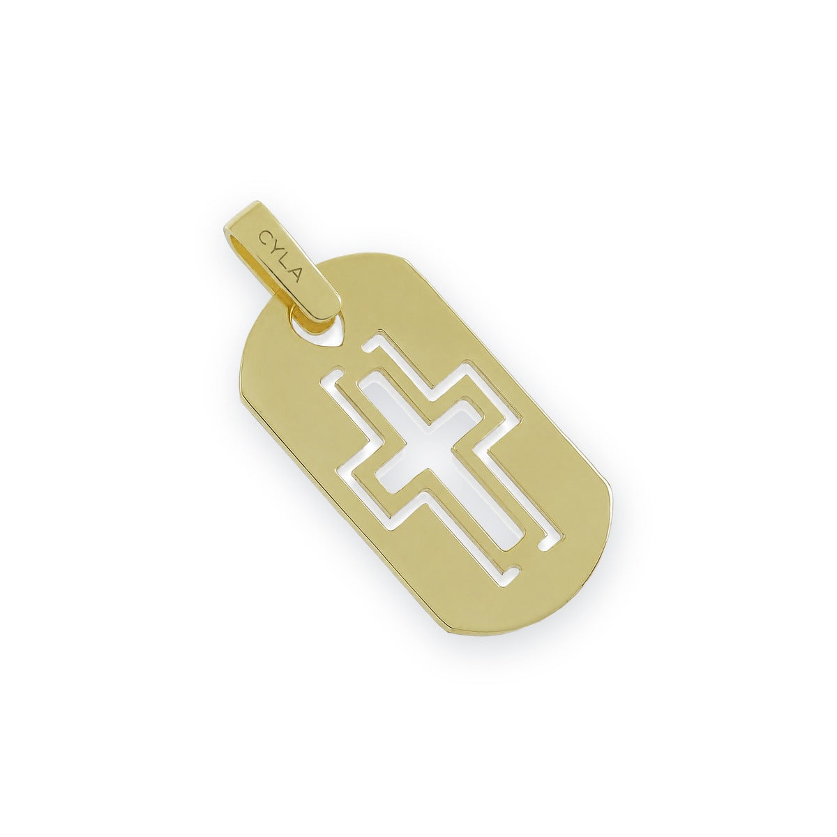 Men's Cross Cut-Out Dog Tag Pendant