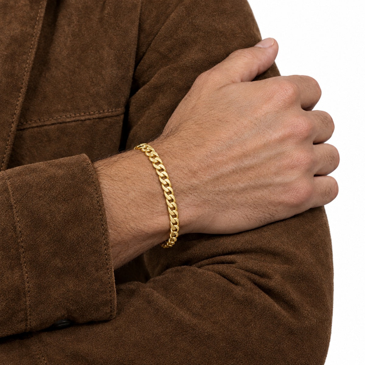 Men's Curb Chain Bracelet on model