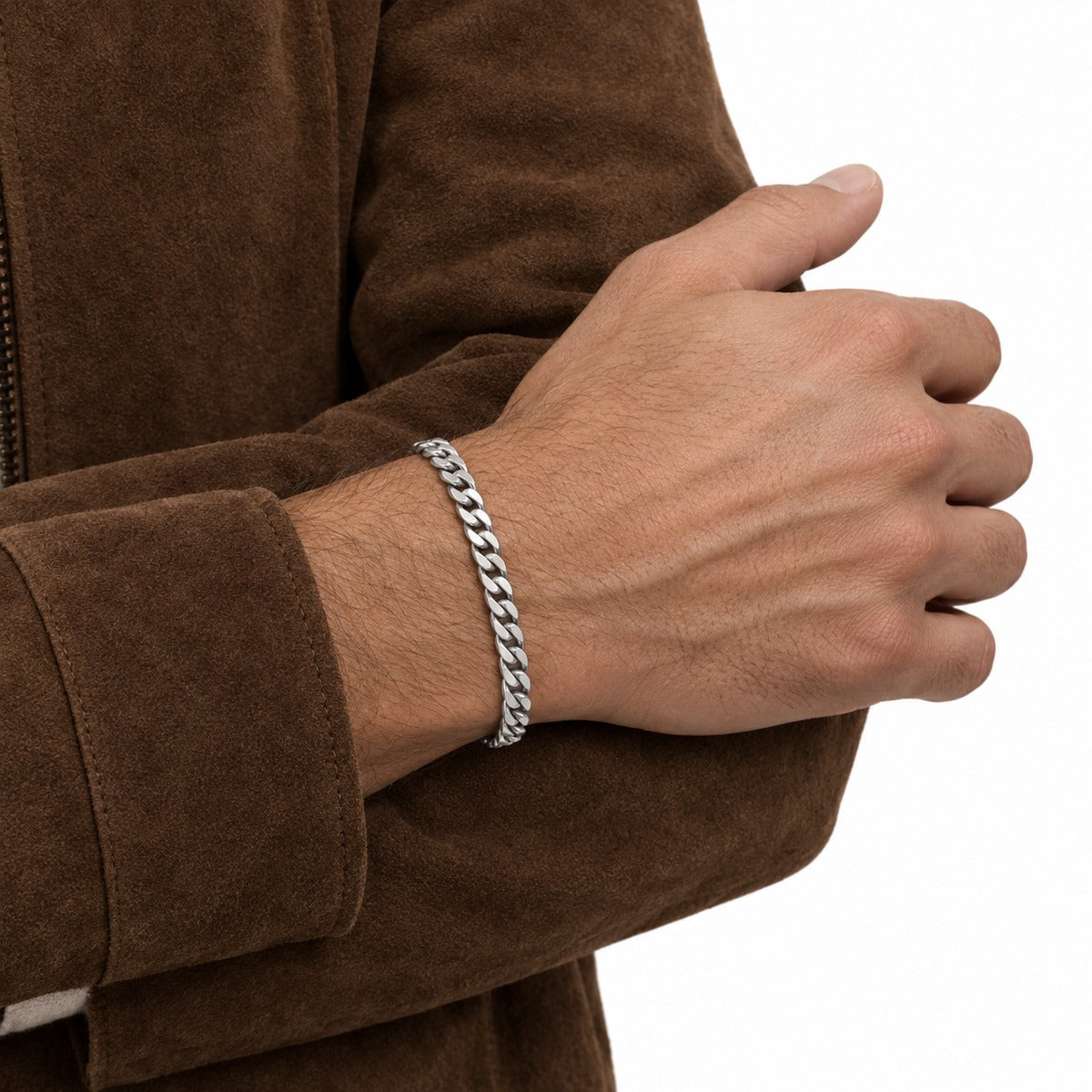 Men's Curb Chain Bracelet on model