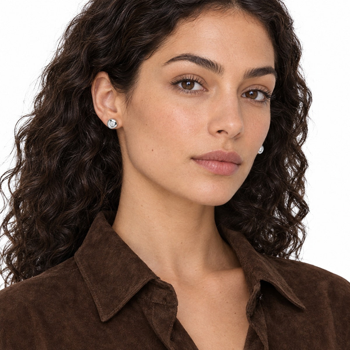 Sparkle Stud Earrings on model