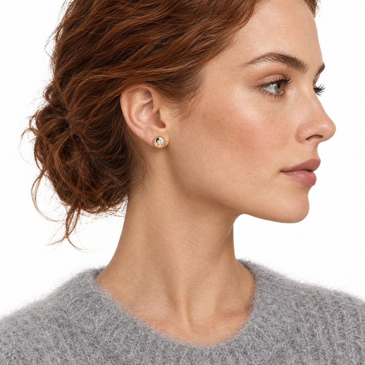 Sparkle Stud Earrings on model