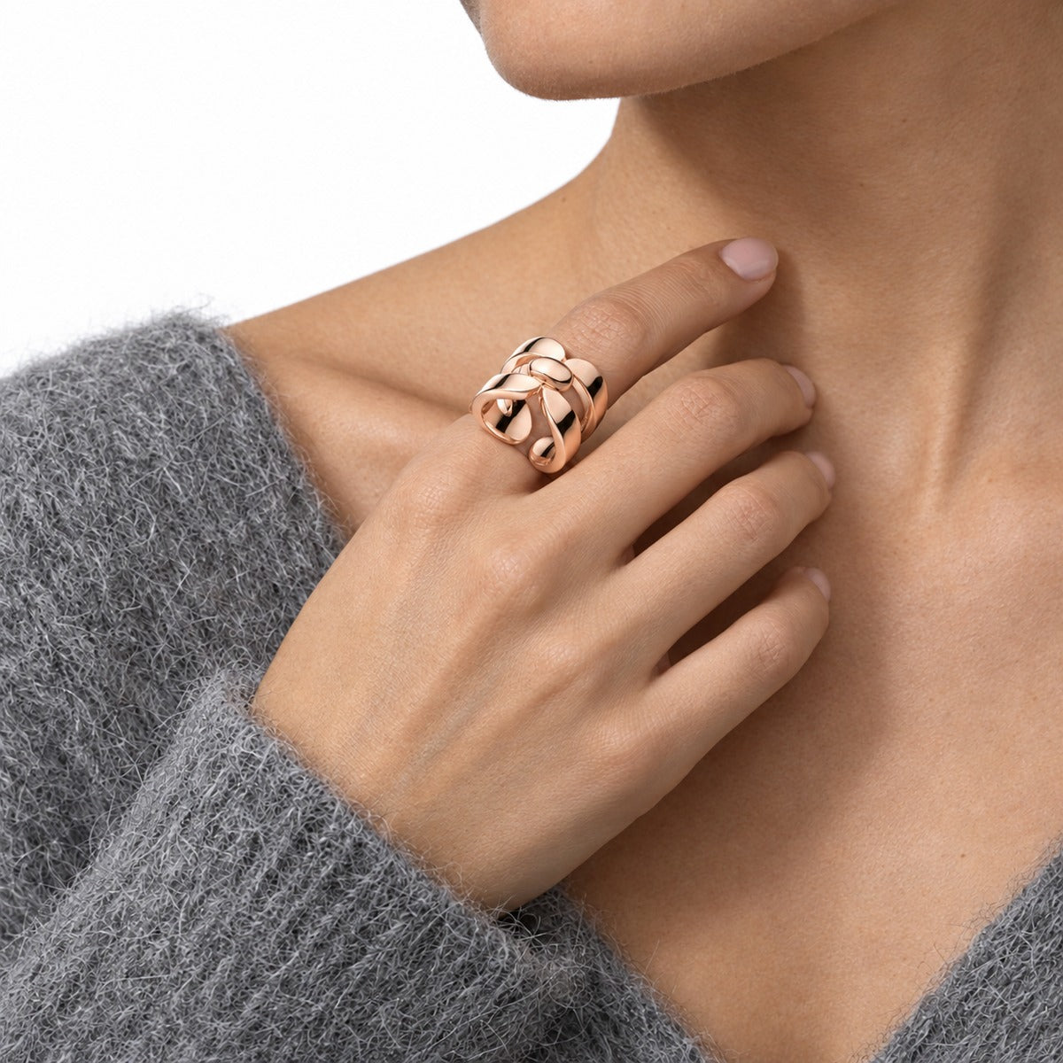 Square Open Design Ring on model